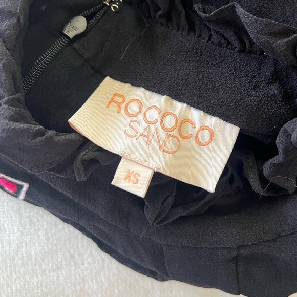 Rococo Sand RARE Silk T-Back Embroidered Long Sleeve Mini Dress - Picture 8 of 13